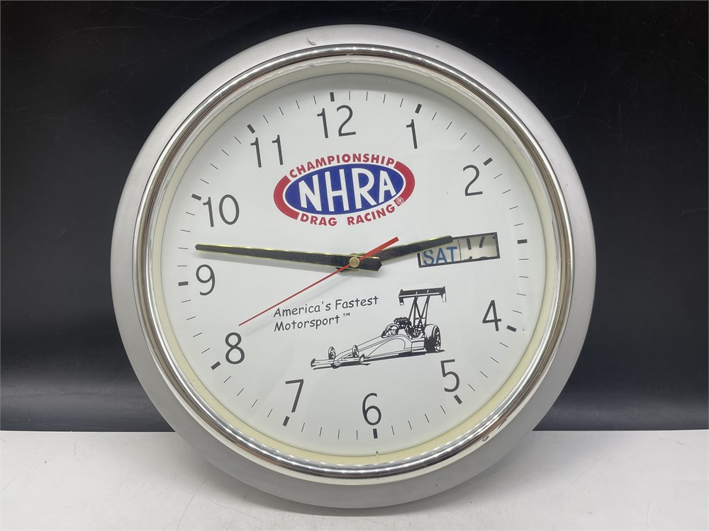 Urban Auctions - CHAMPIONSHIP DRAG RACING NHRA CLOCK (13”)