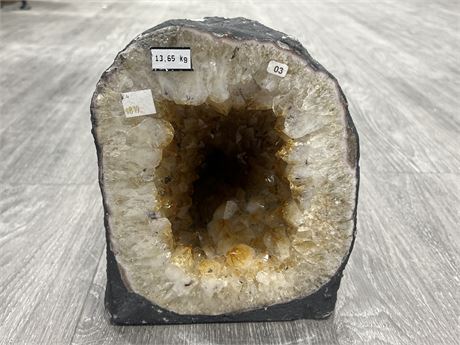 LARGE CITRINE GEODE - 10” TALL 11” DEEP 7” WIDE
