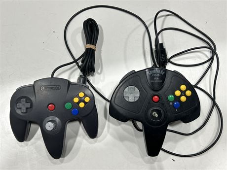 2 N64 CONTROLLERS - BOTH HAVE JOYSTICK ISSUES - 1 NINTENDO