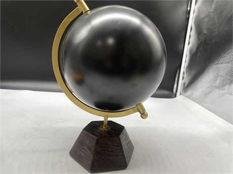 DECORATIVE BRASS GLOBE WITH WOODEN BASE 12”