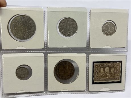 1917 CDN COIN SET W/STAMP - CONTAINS SILVER