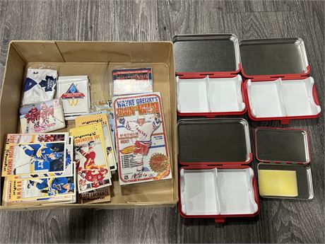 BOX OF MISC NHL CARDS / COLLECTABLES