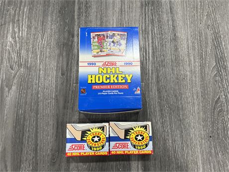 1990 SCORE NHL WAX BOX + (2) 1990 SCORE YOUNG STARS SETS