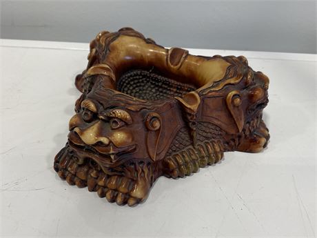 CAST CHINESE 3 HEADED ASHTRAY (8.5” wide)