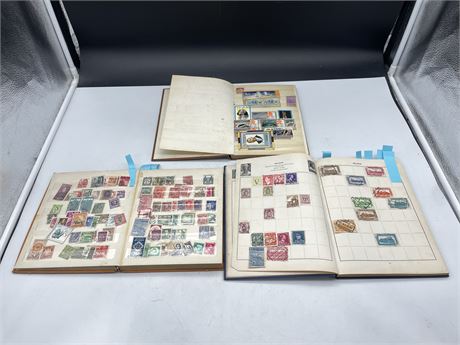 STAMP COLLECTION - 3 OLD STOCK BOOKS - WORLDWIDE - OLD & NEW