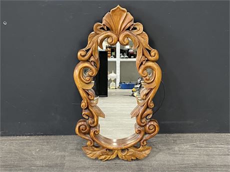MCM SOLID WOOD HAND CARVED MIRROR (13”X24”)