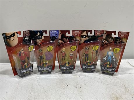 5 SEALED DISNEY INCREDIBLES 2 ACTION FIGURES