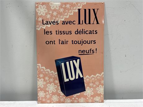 VINTAGE 1950’S LUX LAUNDRY SOAP TIN SIGN - 12” X 18”