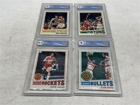 4 GCG GRADED 1977 TOPPS NBA CARDS