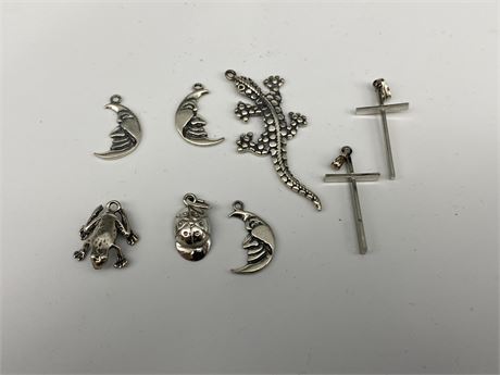 8 STERLING PENDANTS/CHARMS