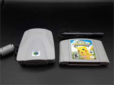 HEY YOU PIKACHU W/ ADAPTER & MICROPHONE - EXCELLENT CONDITION - N64