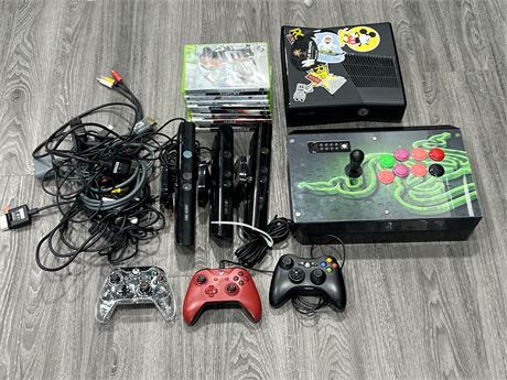 XBOX 360 CONSOLE, GAMES, KINECTS, MISC XBOX CONTROLLERS, ETC