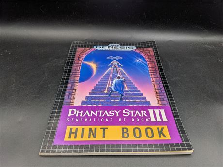 RARE- PHANTASY STAR III HINT BOOK - SEGA GENESIS - EXCELLENT CONDITION