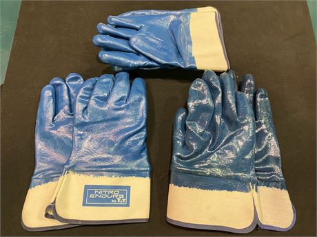 (NEW) 3 PAIRS BLUE LATEX GLOVES