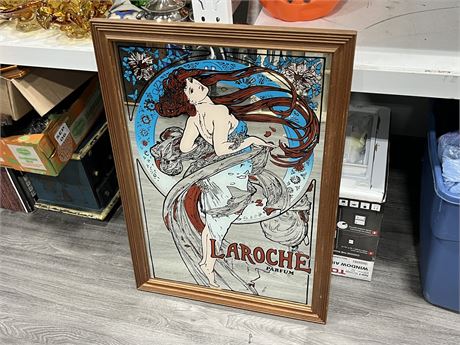 VINTAGE FRAMED LAROCHE PARFUM MIRRORED ADVERT (24”x34”)