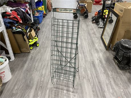 ANTIQUE 7 UP EMPTIES COLLAPSIBLE WIRE RACK - 46”