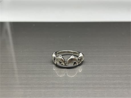 925 STERLING JUMPING DOLPHINS RING BAND