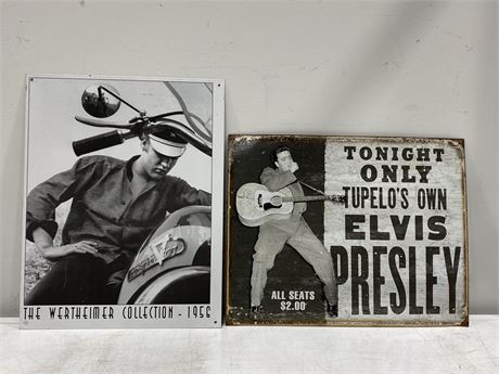 2 ELVIS SIGNS W/HOLOGRAMS - SIGNATURE PRODUCTS IN NICE CONDITION (16”X12”)