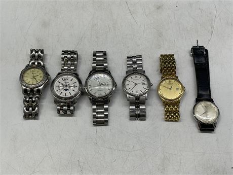 LOT OF 6 MENS WATCHES - AUTHENTICATION UNKNOWN