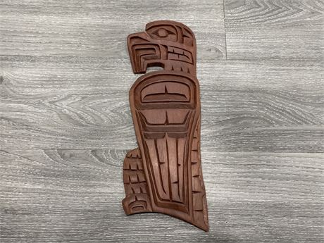 FIRST NATIONS CARVED WOOD EAGLE - SIGNED - 15”x6”