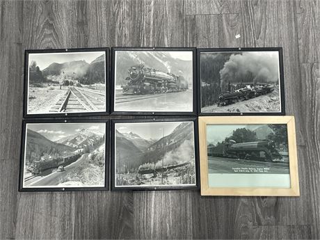 5 CANADIAN RAILROAD FRAMED PHOTOGRAPHIC PRINTS - 11”x9”