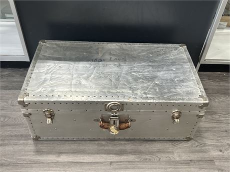 EARLY VINTAGE ALUMINUM STEAMER TRUNK - 36”x20”x14”