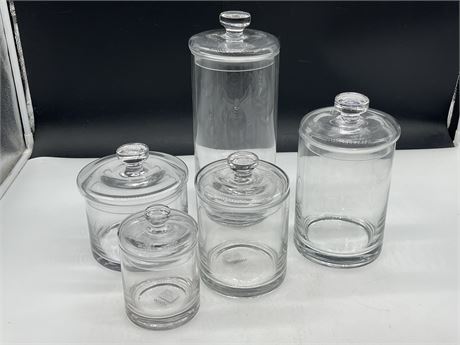 NEW CRATE & BARREL GLASS CANISTER SET