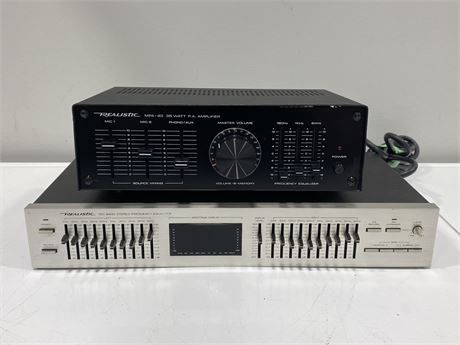 REALISTIC MPA-40 AMPLIFIER & REALISTIC 10 BAND EQUALIZER (Both working)