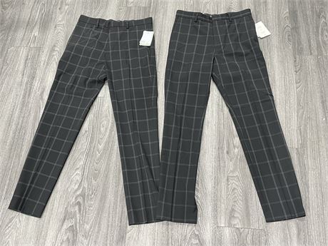 2 NEW WITH TAGS H&M 4 WAY STRETCH SLIM FIT PANTS 29”