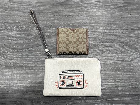 2 SMALL COACH WALLETS / POUCHES - LARGEST IS 6”x4”