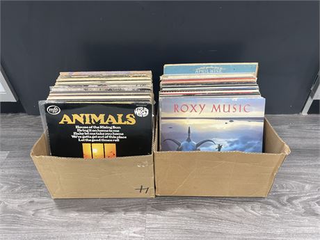 2 BOXES OF MISC RECORDS - (MOST ARE SLIGHTLY SCRATCHED / SCRATCHED)