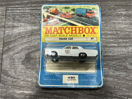 RARE UNPUNCHED BLISTER PACK MATCH BOX POLICE CAR #55