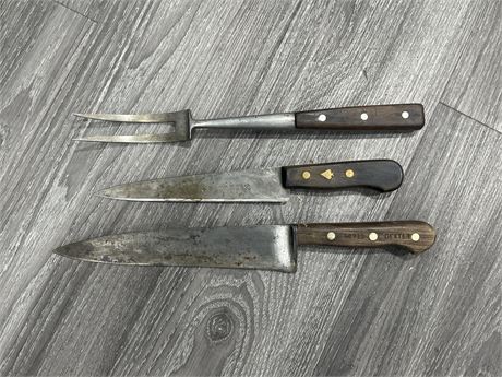 RARE GERMAN EARLY CARVING KNIFE SET