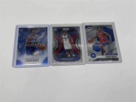 3 NBA TYRESE MAXEY ROOKIE CARDS