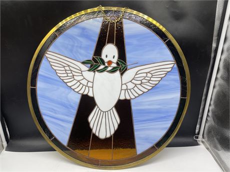 LARGE STAINED GLASS DOVE OF PEACE 22”