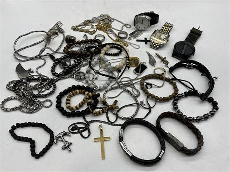 ASSORTED MENS JEWELRY AND WATCHES