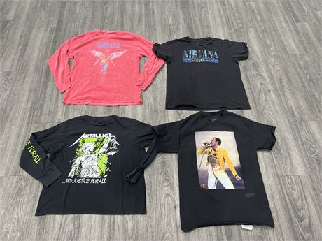 4PCS MUSIC RELATED TOPS - SIZES YOUTH LARGE TO ADULT MEDIUM