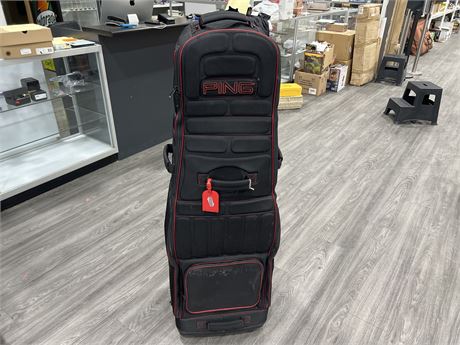 PING GOLF ROLLING TRAVEL BAG - NEEDS CLEANING