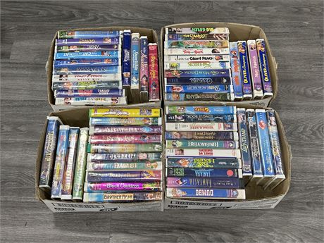 4 SMALL BOXES OF VINTAGE KIDS VHS