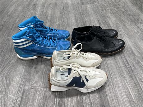 3 PAIRS OF SHOES - ADIDAS, NEW BALANCE (LADIES) & DRESS SHOES