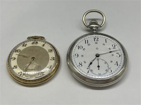 2 VINTAGE POCKET WATCHES - 1 MARKED STERLING