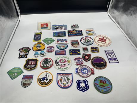 36 VINTAGE ASSORTED TRAVEL EMBROIDERED PATCHES