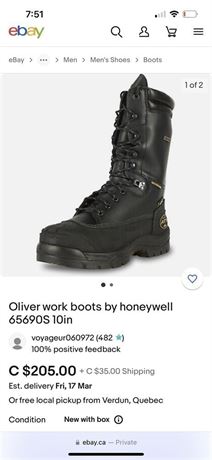BRAND NEW STEEL TOE OLIVER BRAND WORK BOOTS - SIZE 7.5 - SPECS IN PHOTOS