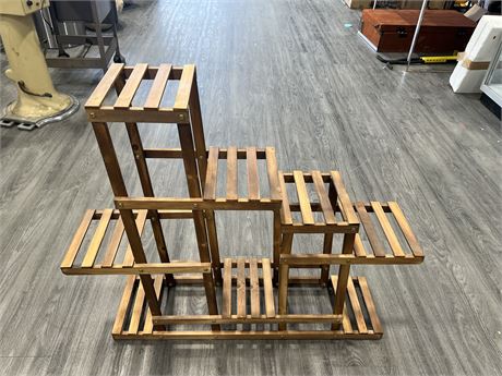 MULTI LEVEL WOODEN PLANT STAND - 40”x33”