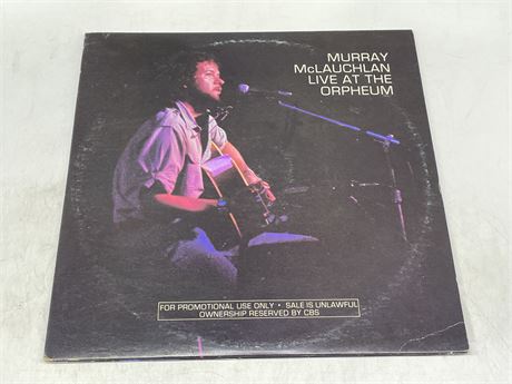 MURRAY MCLAUCHLAN - LIVE AT THE ORPHEUM PROMO 2 LP’S - EXCELLENT (E)