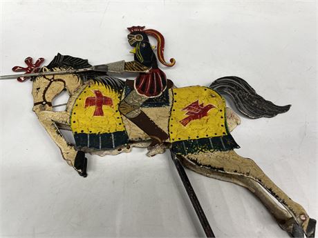 ANTIQUE KNIGHT ON HORSE METAL BALANCE TOY