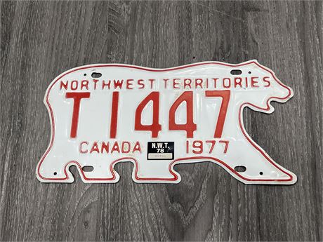 1977 NORTH WEST TERRITORIES LICENSE PLATE