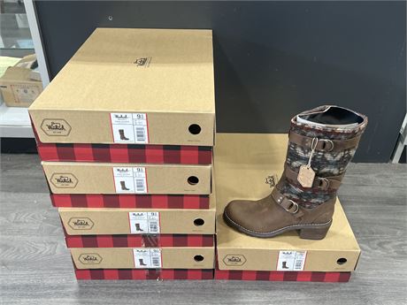 5 NEW PAIRS OF WOOLRICH WOMENS YUKON JUNCTION BOOTS - SIZE 9