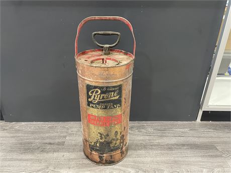 ANTIQUE COPPER FIRE EXTINGUISHER - 27” TALL