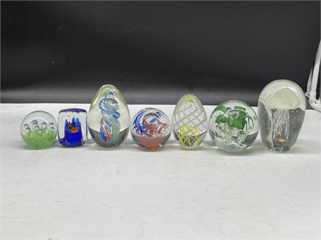 7 GLASS PAPER WEIGHTS